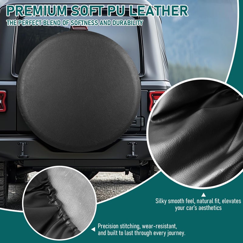 Amfor Spare Tire Cover 28"-29", Universal Fit for Jeep, SUV, RV, Trailer, Truck, Waterproof Dustproof PVC Leather Wheel Cover (Black) - Image 3